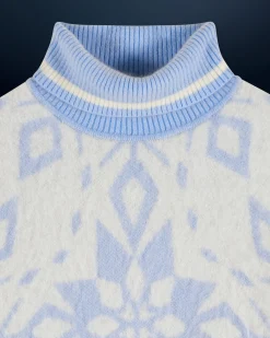 FROM FUTURE Pull Col Roulé Hairy à Motif Flocons BabyBlue Store