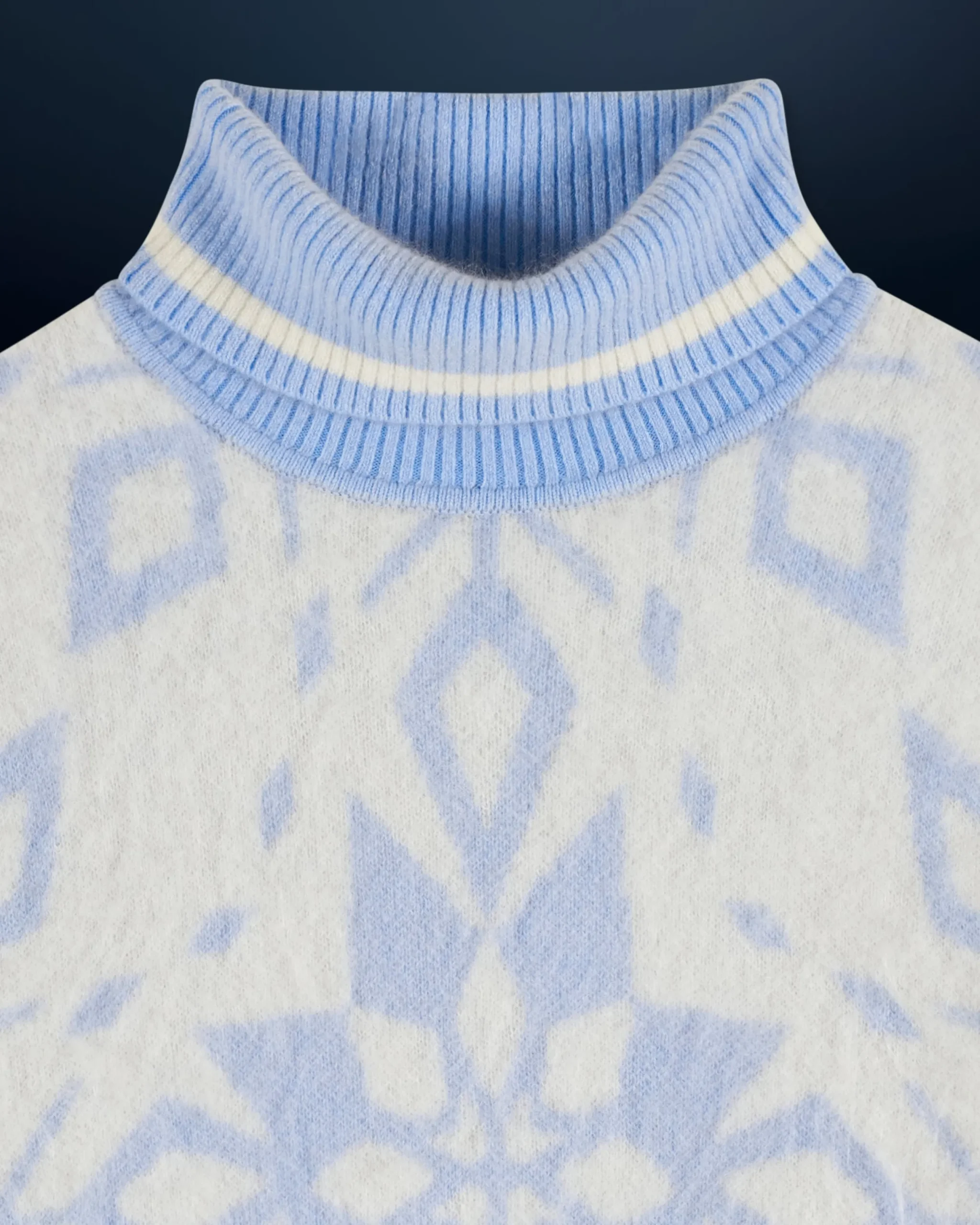 FROM FUTURE Pull Col Roulé Hairy à Motif Flocons BabyBlue Store