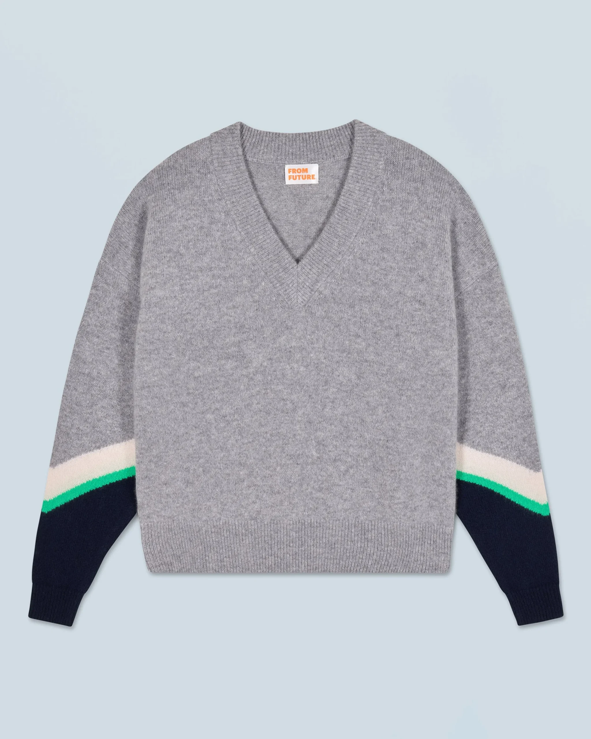FROM FUTURE Pull Col V GrisChinéFoncé Discount