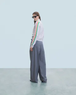 FROM FUTURE Pull Col V Bandes Manches Multicolore GrisChinéClair Sale