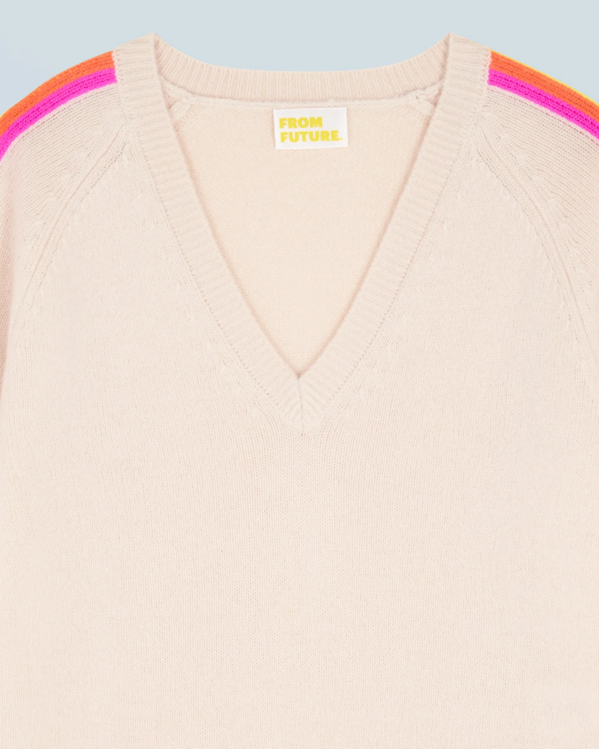 FROM FUTURE Pull Col V Bandes Manches Multicolore Sable Store