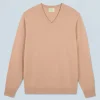 FROM FUTURE Pull Col V Basique Camel Clearance