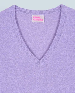 FROM FUTURE Pull Col V Basique LilacMouliné Shop