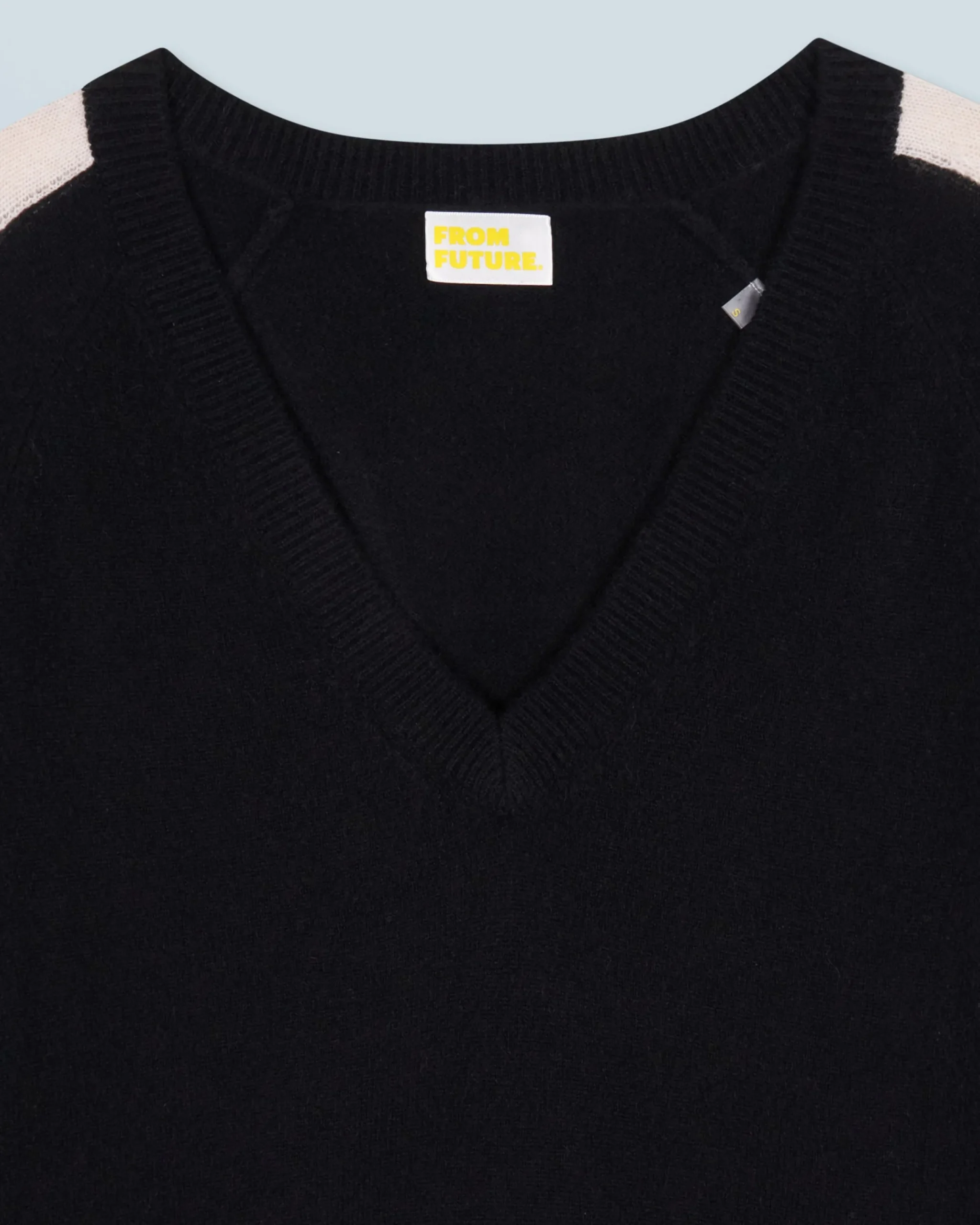 FROM FUTURE Pull Col V Oversize Bandes Bicolore Léger Noir Store