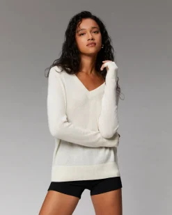 FROM FUTURE Pull Col V Oversize Léger Taupe New