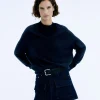 FROM FUTURE Pull Col V Oversize Light NavyChiné Cheap