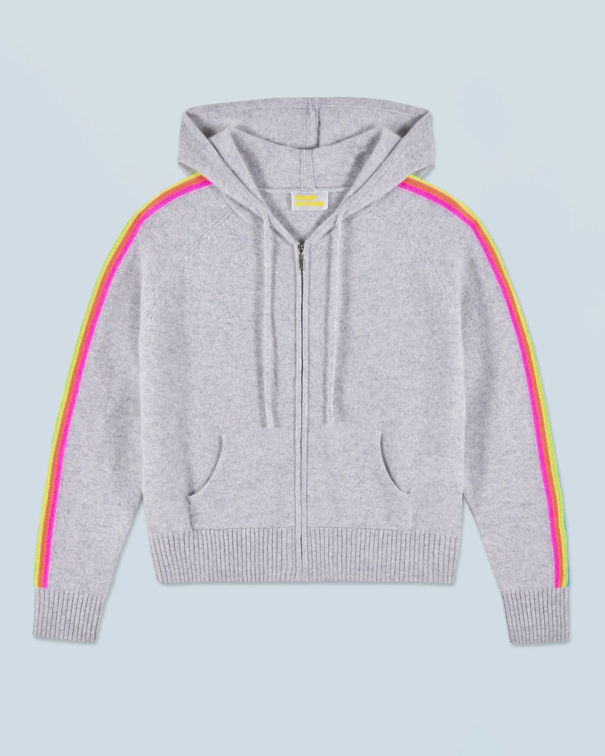 FROM FUTURE Pull Hoodie Bandes Manches Multicolore Léger GrisChinéClair Shop