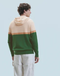 FROM FUTURE Pull Hoodie Color Block ForestGreen Online