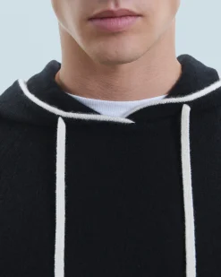 FROM FUTURE Pull Hoodie Liserets Contrastes Léger Noir Best Sale