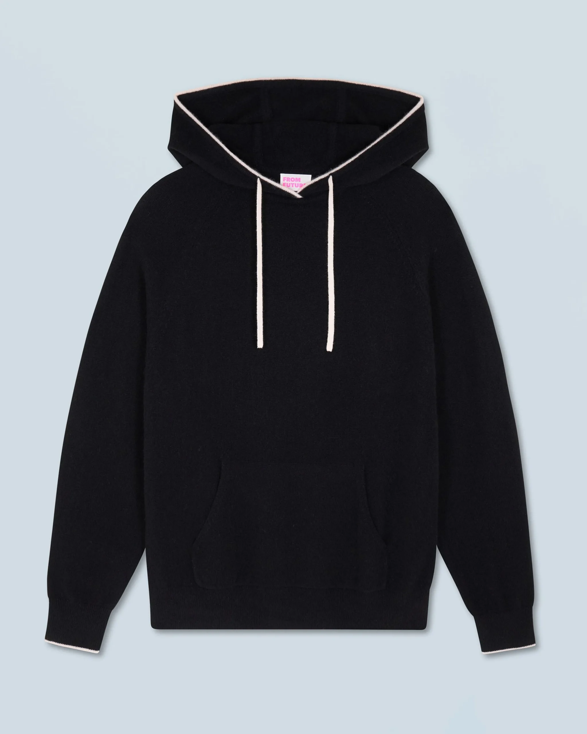 FROM FUTURE Pull Hoodie Liserets Contrastes Léger Noir Best Sale