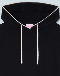FROM FUTURE Pull Hoodie Liserets Contrastes Léger Noir Best Sale