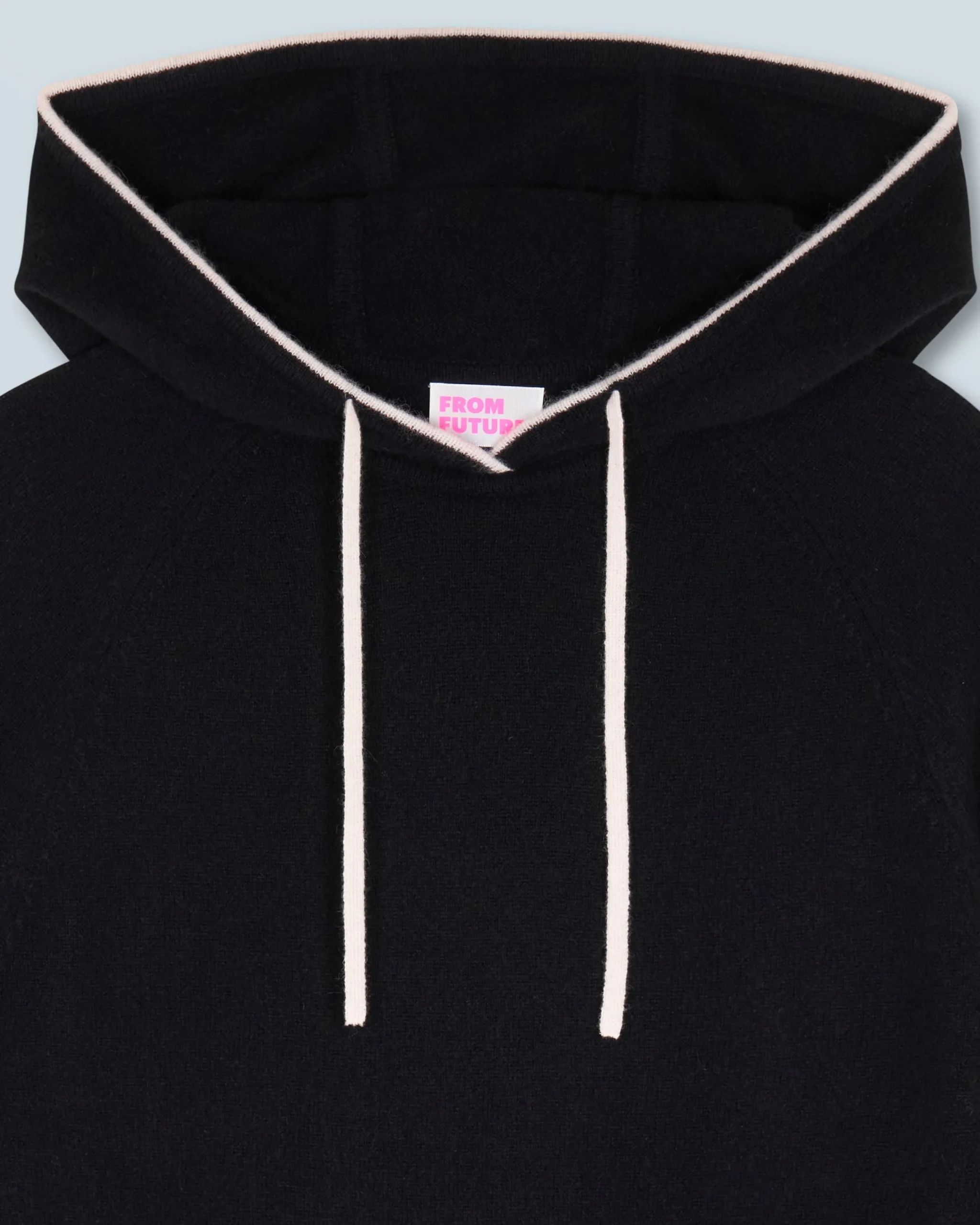 FROM FUTURE Pull Hoodie Liserets Contrastes Léger Noir Best Sale