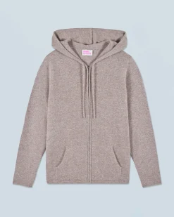 FROM FUTURE Pull Hoodie Zippé TaupeChiné Sale