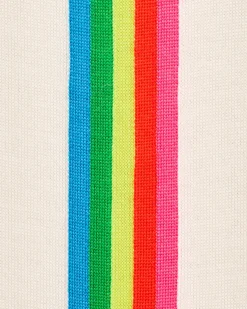 FROM FUTURE Pull Hoodie Zippé Bande Multicolore Ecru Fashion