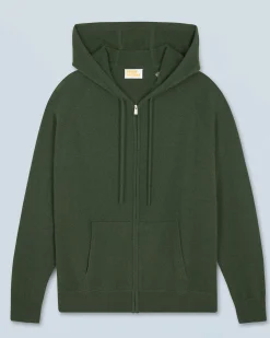 FROM FUTURE Pull Hoodie Zippé Basique Kaki New
