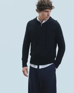 FROM FUTURE Pull Hoodie Zippé Basique Noir Cheap
