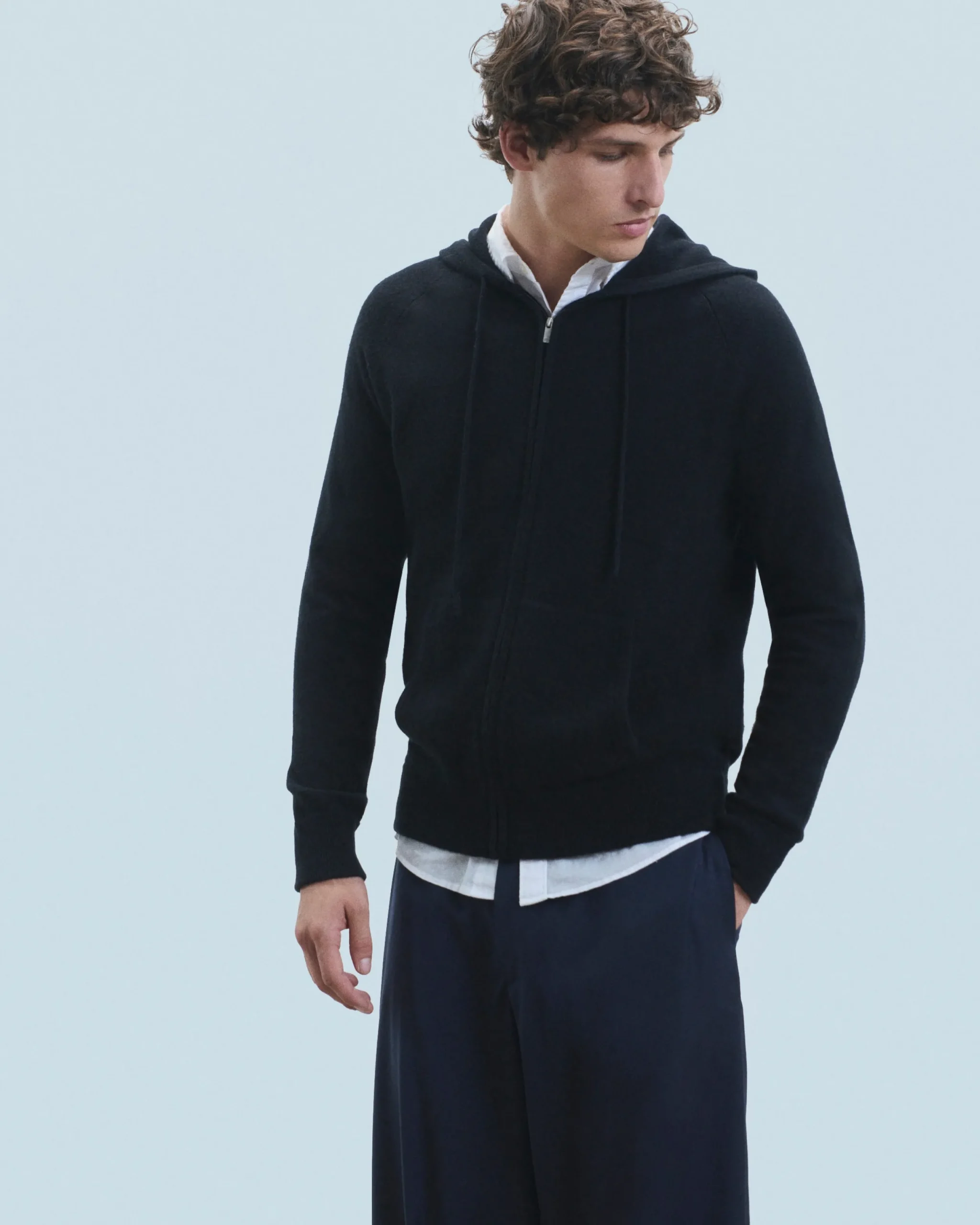 FROM FUTURE Pull Hoodie Zippé Basique Noir Cheap