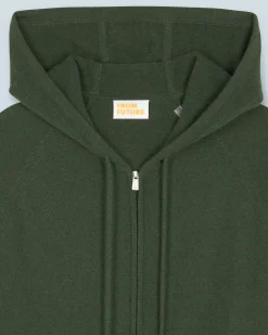 FROM FUTURE Pull Hoodie Zippé Basique Kaki New