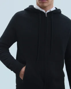 FROM FUTURE Pull Hoodie Zippé Basique Noir Cheap