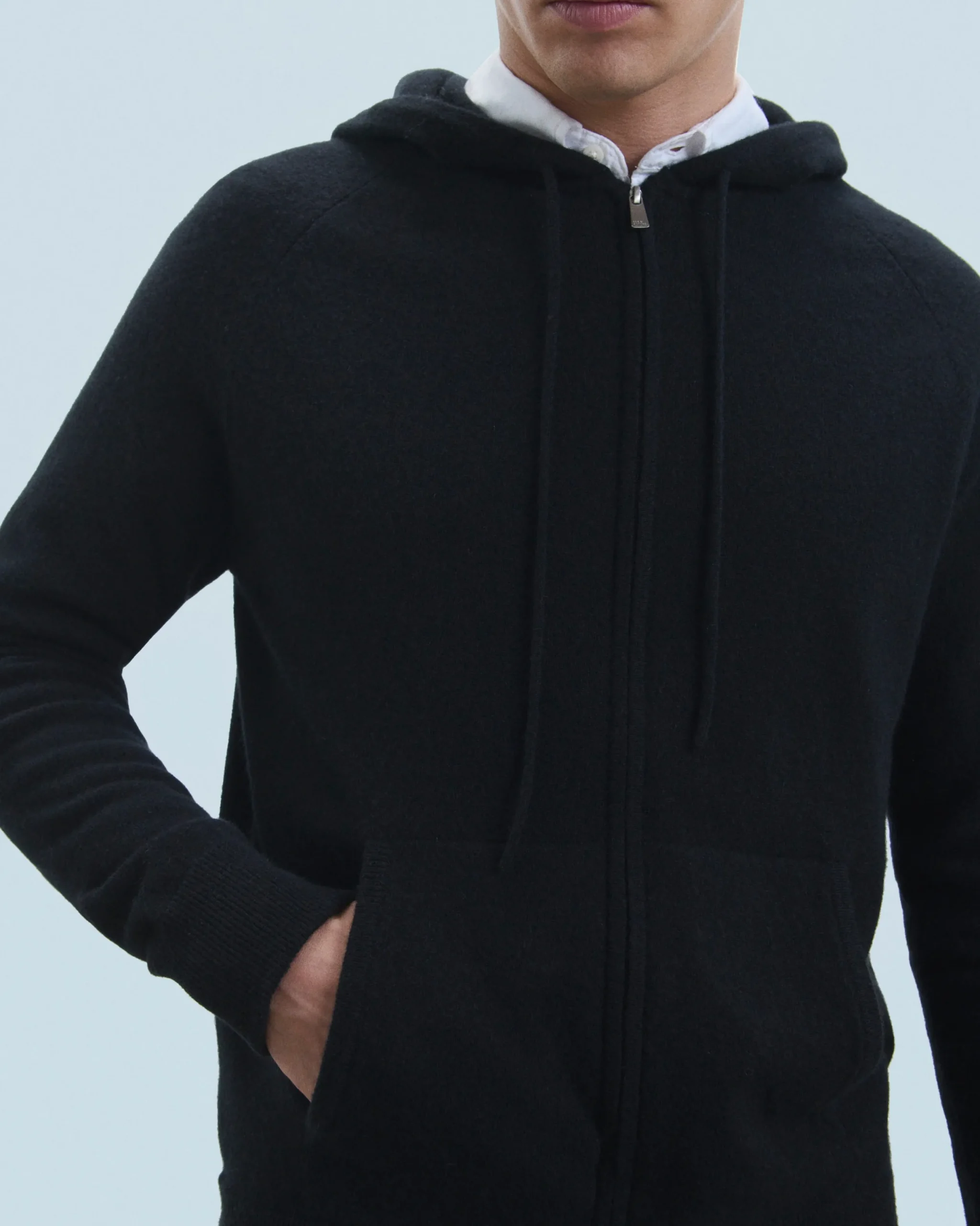 FROM FUTURE Pull Hoodie Zippé Basique Noir Cheap