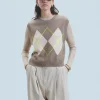 FROM FUTURE Pull Sans Manches à Motif Losange Taupe Online