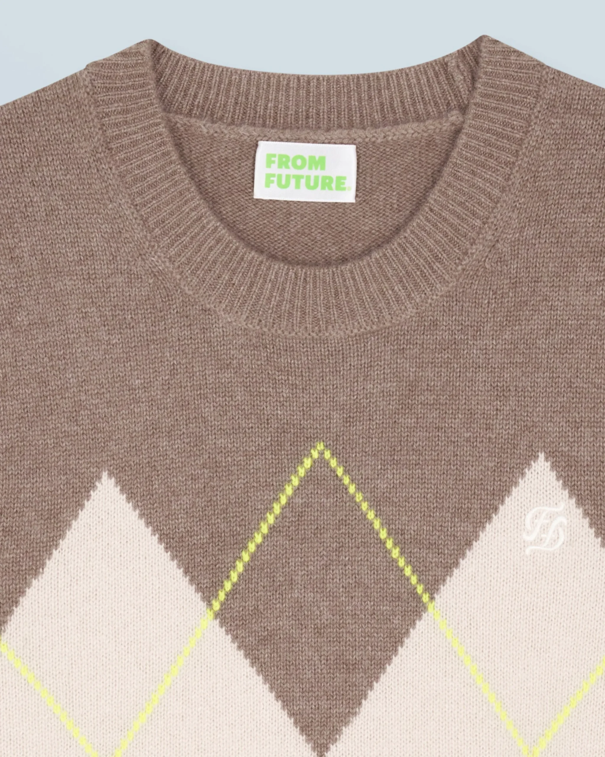 FROM FUTURE Pull Sans Manches à Motif Losange Taupe Online