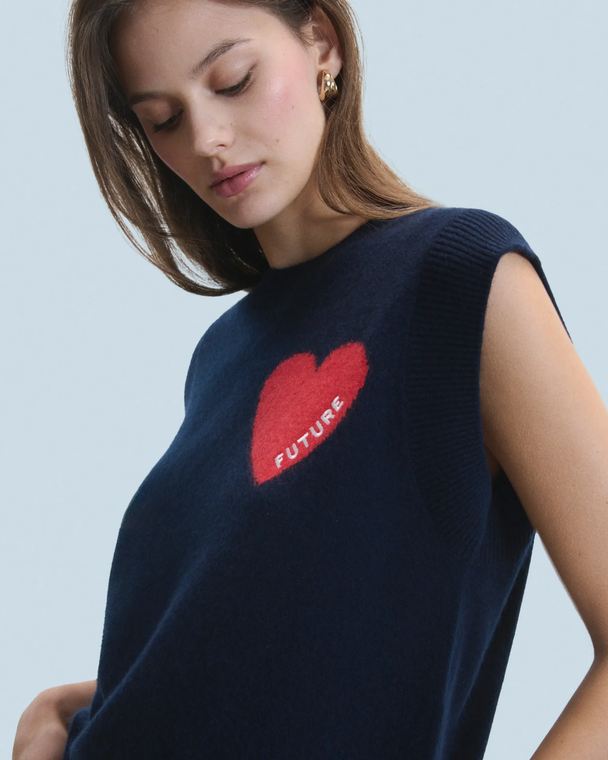 FROM FUTURE Pull Sans Manches Coeur Léger Navy Online