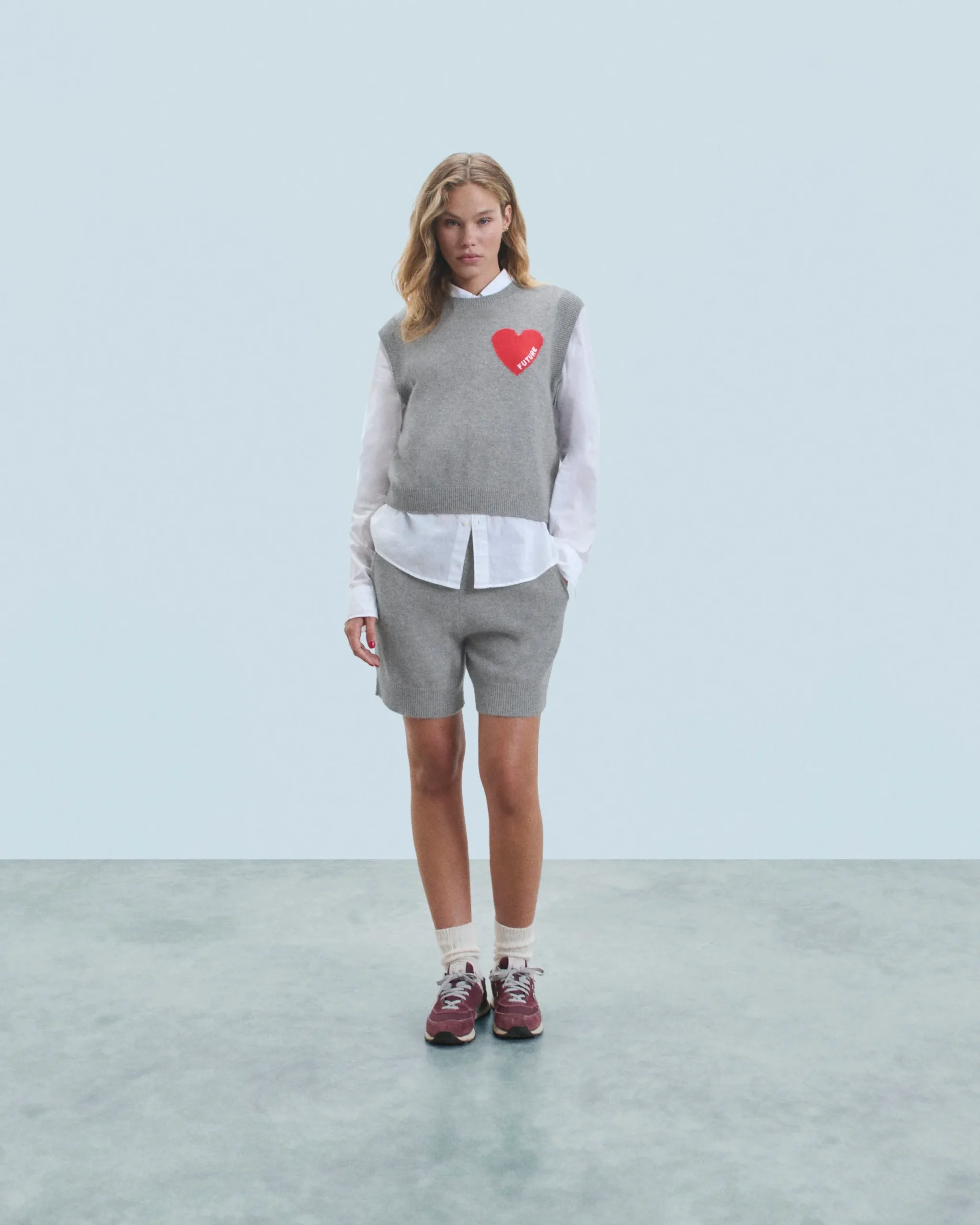 FROM FUTURE Pull Sans Manches Coeur Léger GrisChinéFoncé Discount
