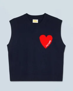 FROM FUTURE Pull Sans Manches Coeur Léger Navy Online