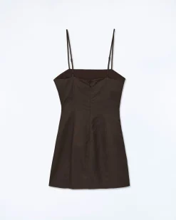 FROM FUTURE Robe Courte Bretelle Rivka Chocolat Clearance