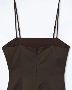 FROM FUTURE Robe Courte Bretelle Rivka Chocolat Clearance