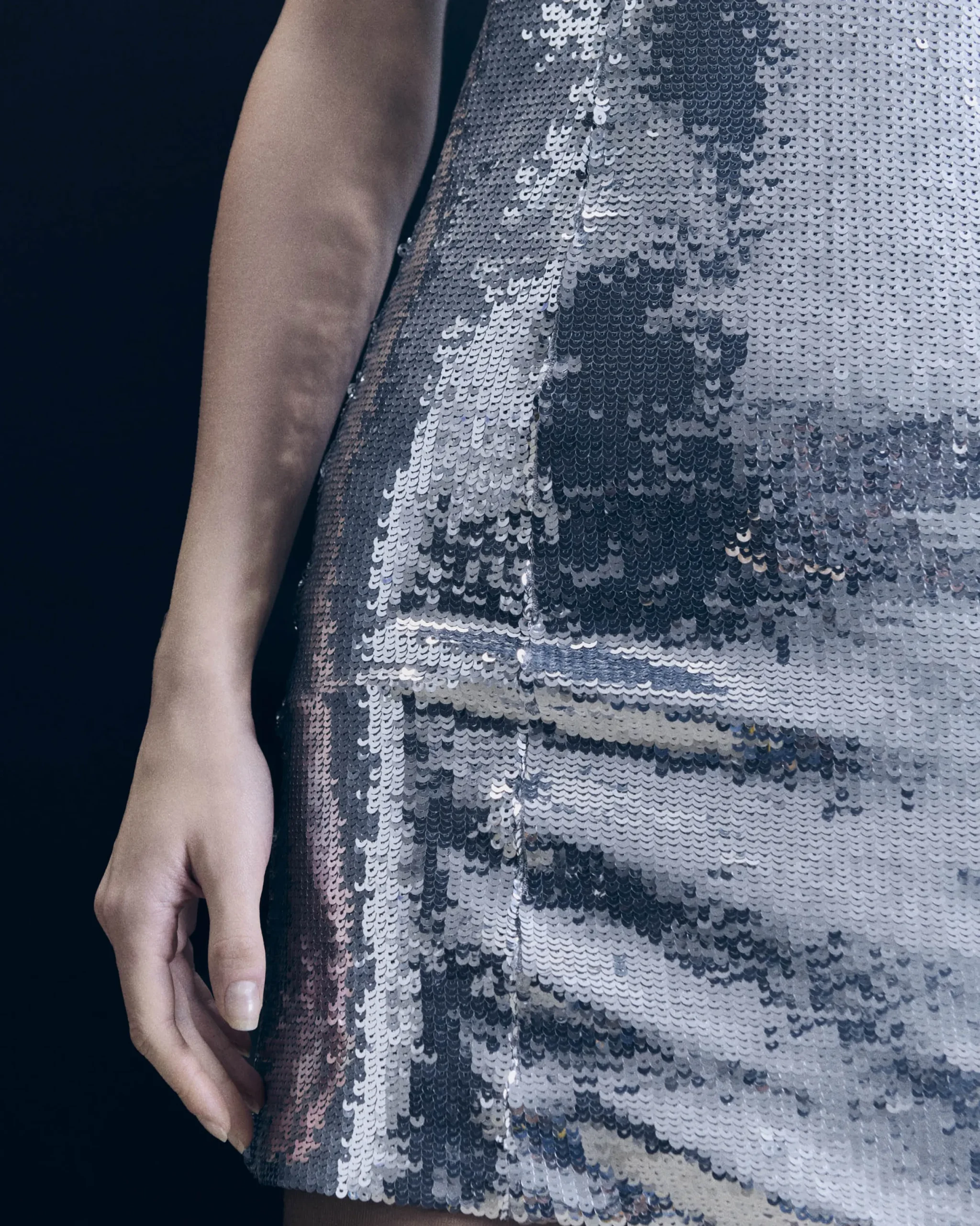 FROM FUTURE Robe Courte Bretelle Sequins Silver Best Sale