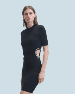 FROM FUTURE Robe Courte Manche Courte Bijoux Coeur Noir Shop