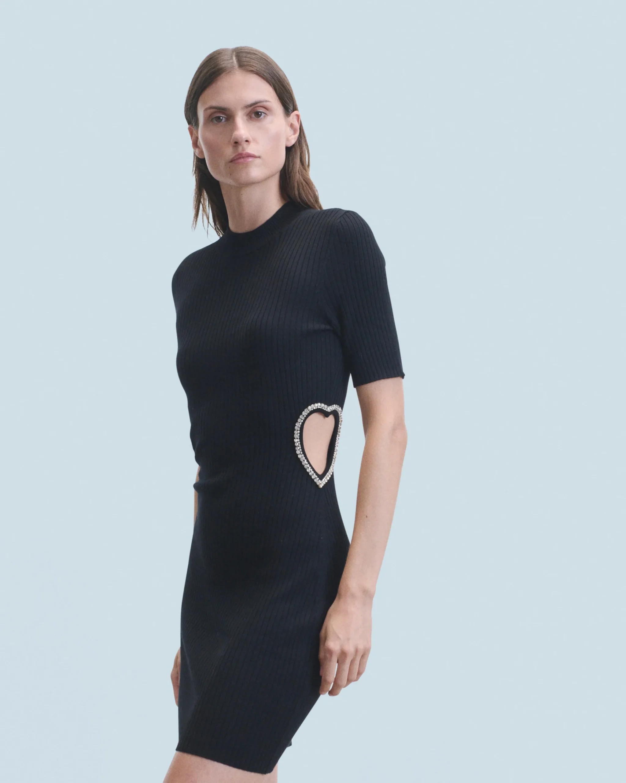 FROM FUTURE Robe Courte Manche Courte Bijoux Coeur Noir Shop