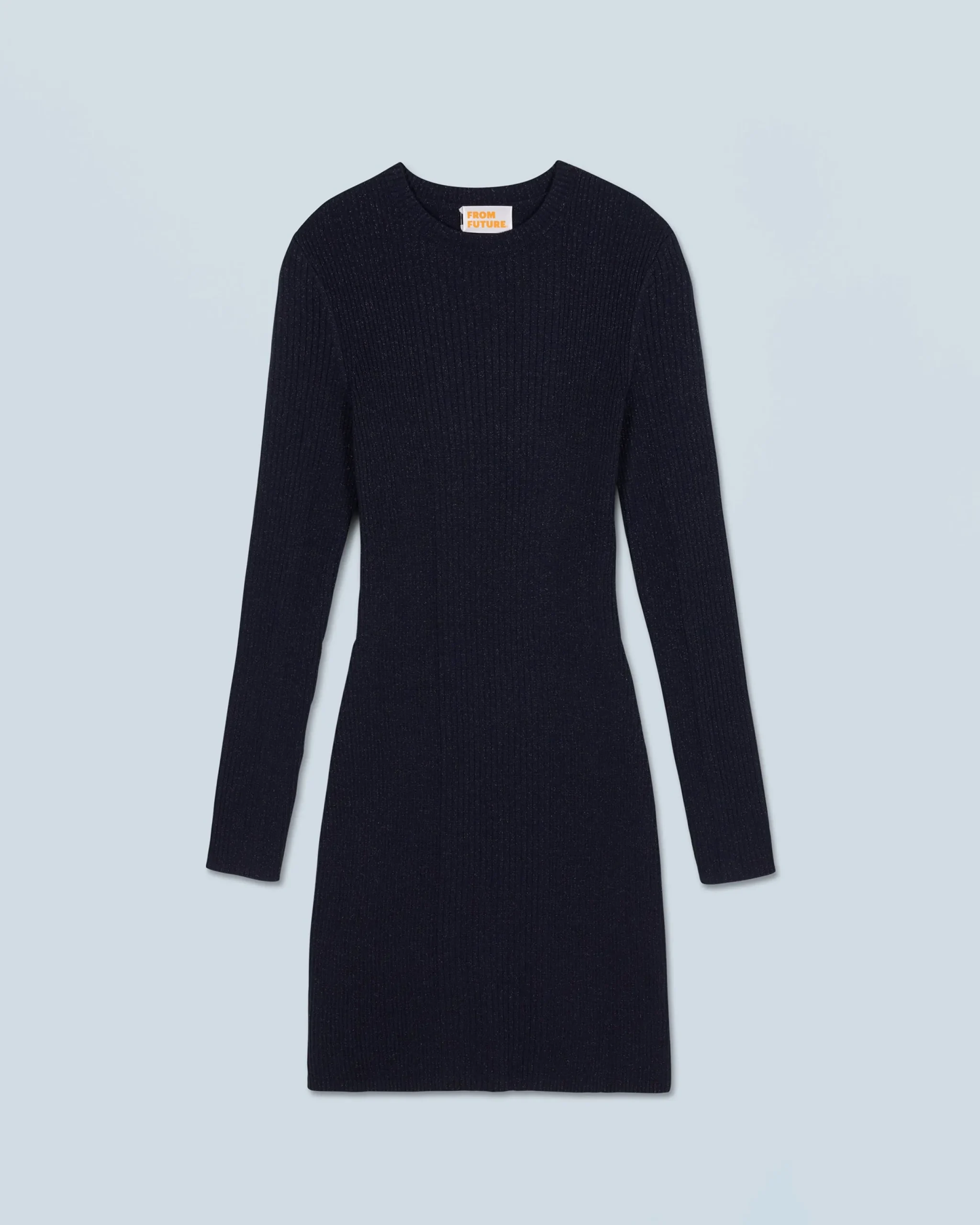 FROM FUTURE Robe Courte Manche Longue Metallisé Navy Sale