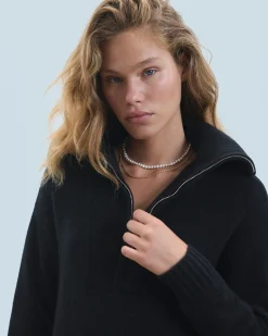 FROM FUTURE Robe Courte Manche Longue Noir Fashion