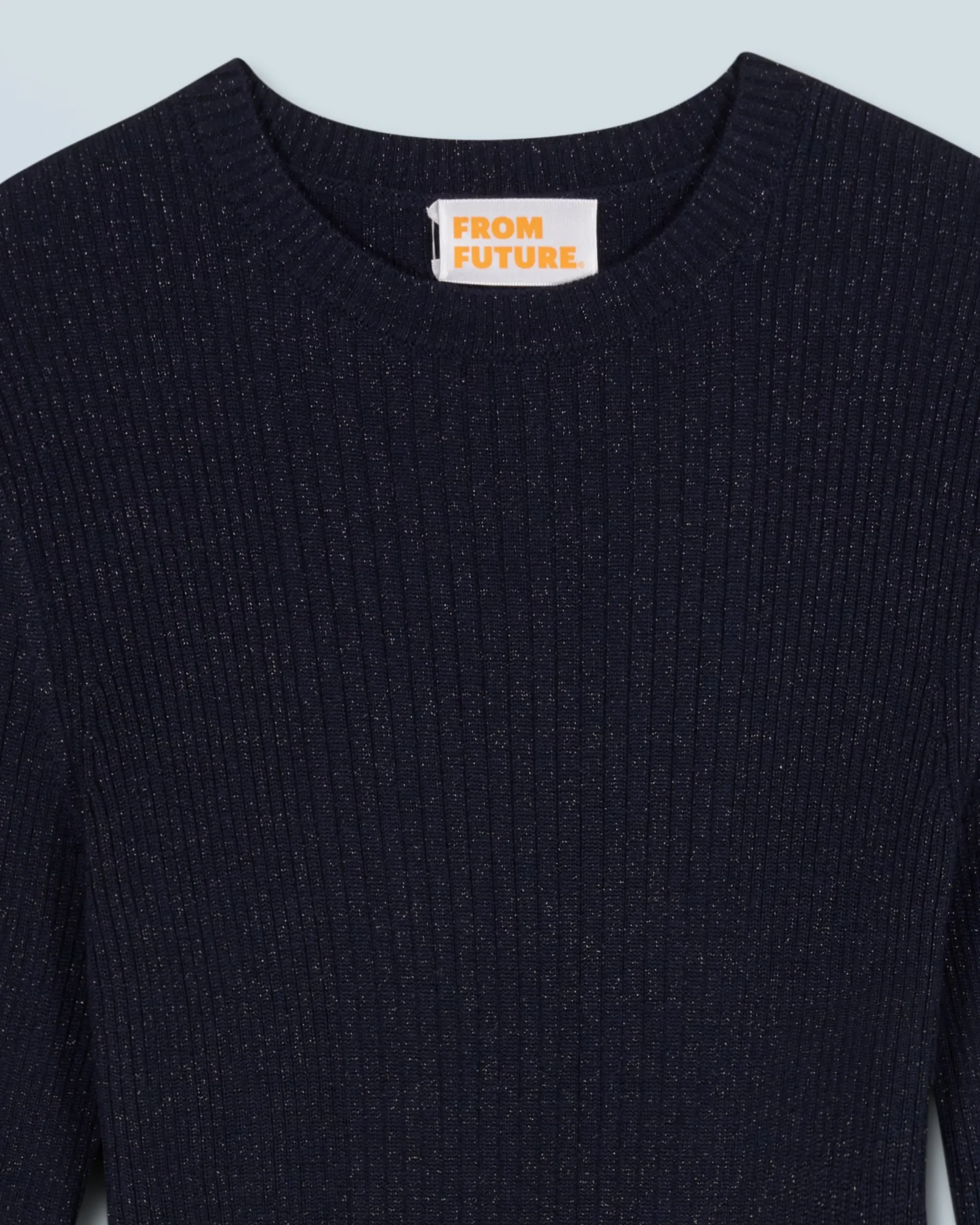 FROM FUTURE Robe Courte Manche Longue Metallisé Navy Sale