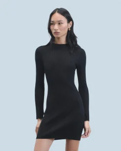 FROM FUTURE Robe Courte Manche Longue Metallisée Noir Clearance