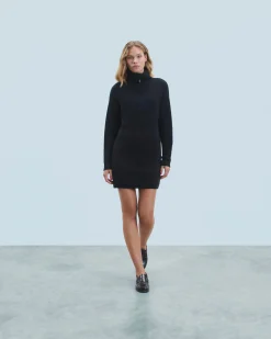 FROM FUTURE Robe Courte Manche Longue Noir Fashion