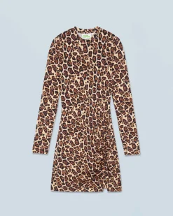 FROM FUTURE Robe Courte Manche Longue Jersey HotLeopard New