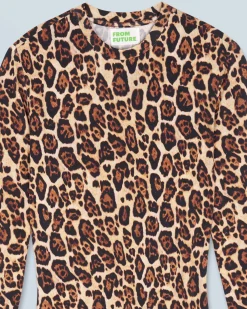 FROM FUTURE Robe Courte Manche Longue Jersey HotLeopard New