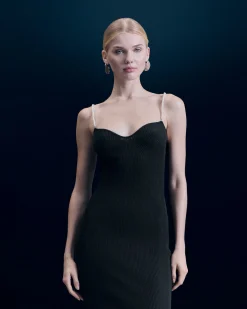 FROM FUTURE Robe Longue Bretelle Noir Outlet