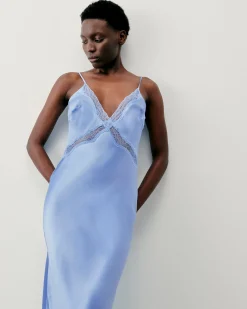 FROM FUTURE Robe Longue Bretelle Lila BabyBlue Best Sale