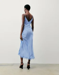 FROM FUTURE Robe Longue Bretelle Lila BabyBlue Best Sale