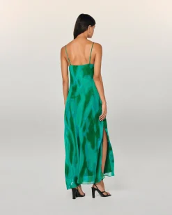 FROM FUTURE Robe Longue Bretelle Mousseline MarvelousGreen Fashion