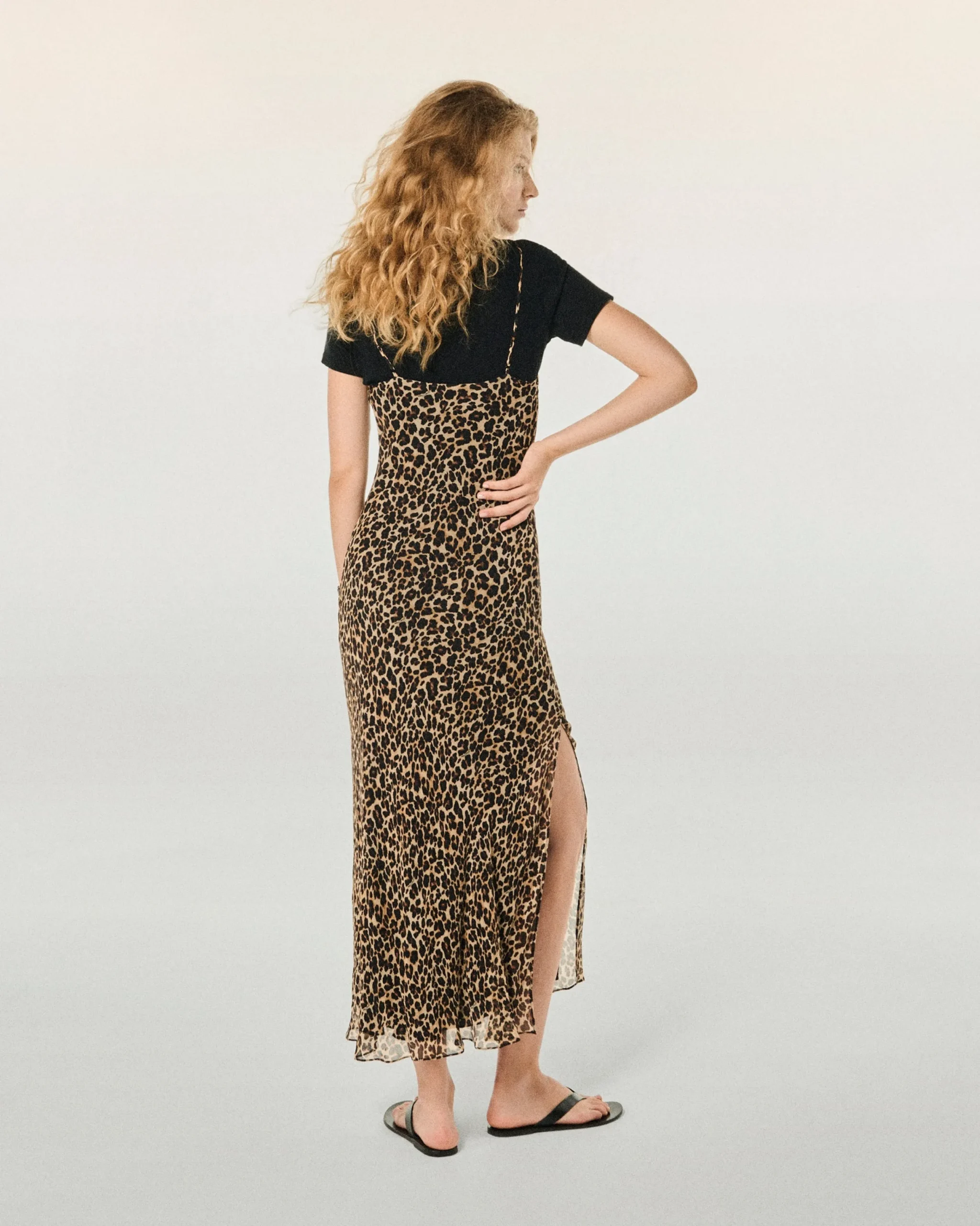 FROM FUTURE Robe Longue Bretelle Mousseline WinterLeopard Best Sale