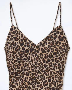 FROM FUTURE Robe Longue Bretelle Mousseline WinterLeopard Best Sale