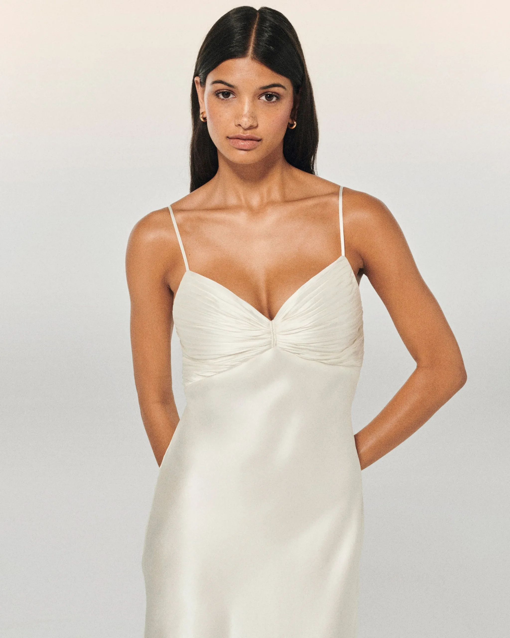 FROM FUTURE Robe Longue Bretelle Rosa Ecru Hot