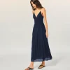 FROM FUTURE Robe Longue Bretelle Sofia Navy Outlet