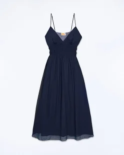 FROM FUTURE Robe Longue Bretelle Sofia Navy Outlet